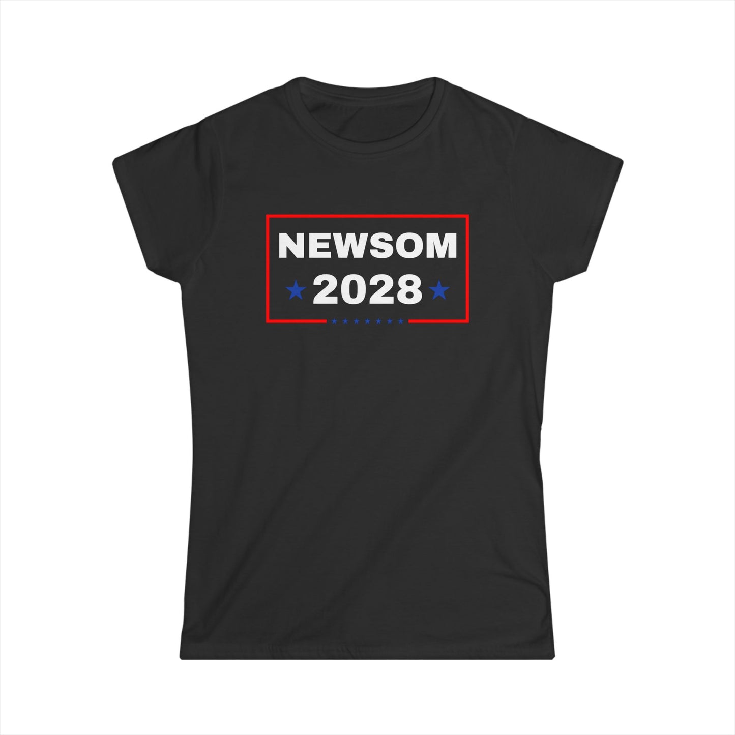 Newsom 2028 Tee - Political Campaign Women's Softstyle Tee, Gavin Newsom for President, Election Shirt, Vote Apparel, Political Merchandise, Statement Tee White Shirt
